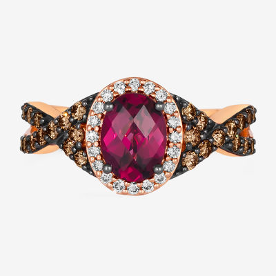 Le Vian® Ring featuring 1 1/2 CT. Raspberry Rhodolite® 1/2 CT. Chocolate Diamonds® 1/6 CT. Nude Diamonds™ set in 14K Strawberry Gold®