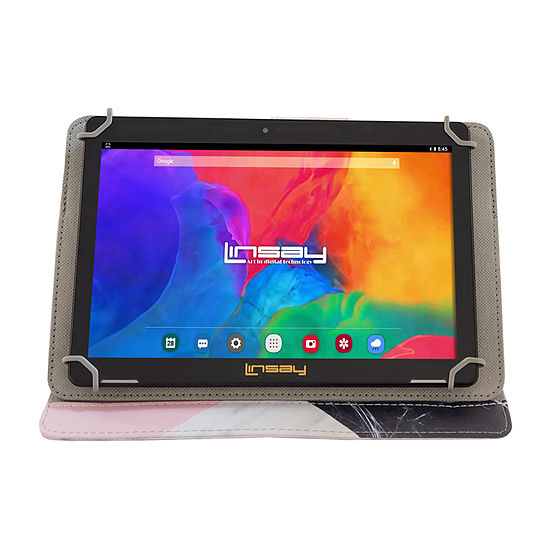 New LINSAY 10.1" 1280x800 IPS Quad Core BUNDLE with MARBLE Case Black/White/Pink Shape 2GB Ram 16GB Storage Android 9.0 Pie