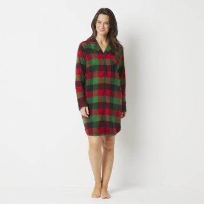 North Pole Trading Co. Womens Long Sleeve Nightshirt, Color: Red - JCPenney