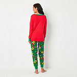 Womens Round Neck Long Sleeve 2-pc. Pant Pajama Set