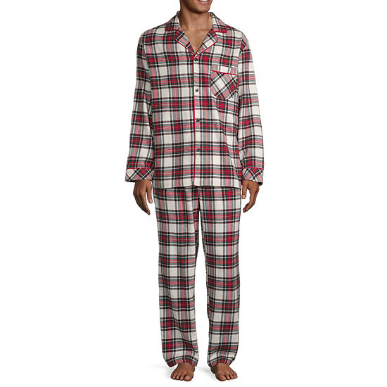 St. John's Bay Flannel Mens Big and Tall Long Sleeve 2-pc. Pant Pajama Set