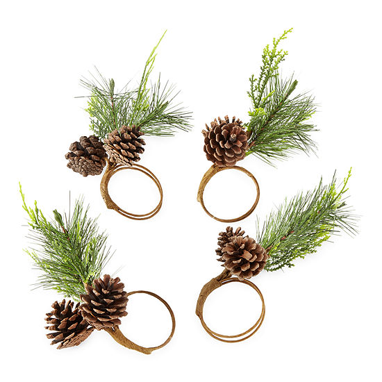 North Pole Trading Co. Enchanted Woods 4-pc. Pinecone Napkin Ring