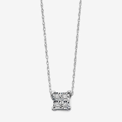 Diamond-Accent 10K White Gold Square Necklace