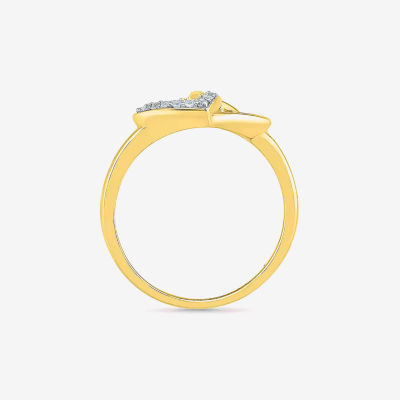 Womens Diamond Accent Mined White Diamond 10K Gold Heart Cocktail Ring