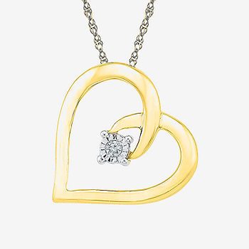 Diamond Accent Heart Locket Pendant Necklace in 10K Gold - Yellow Gold