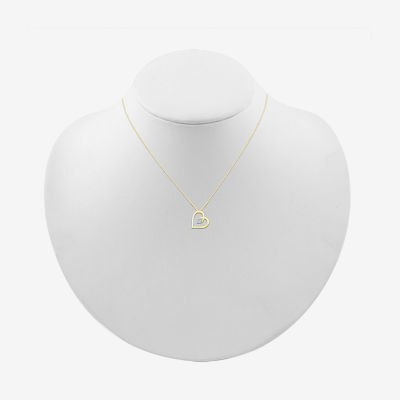 Diamond Accent 10K Yellow Gold Heart Pendant Necklace