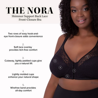 Leading Lady  The Nora - Shimmer Support Back Lace Front-Closure Bra 5530