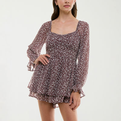 Trixxi Long Sleeve Romper-Juniors