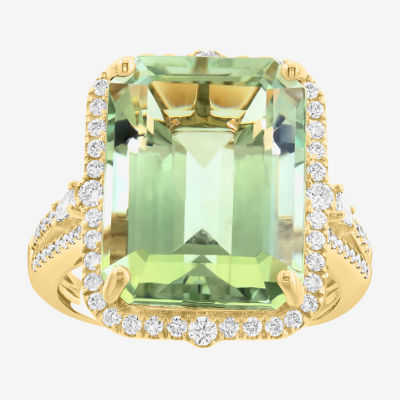 Effy Final Call Womens 1/2 CT. T.W. Genuine Green Amethyst 14K Gold Cocktail Ring