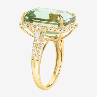 Effy Final Call Womens 1/2 CT. T.W. Genuine Green Amethyst 14K Gold Cocktail Ring