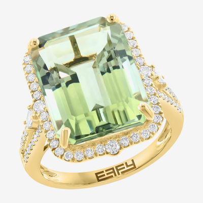 Effy Final Call Womens 1/2 CT. T.W. Genuine Green Amethyst 14K Gold Cocktail Ring