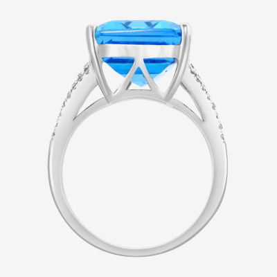 Effy Final Call Womens 3/8 CT. T.W. Genuine Blue Topaz 14K White Gold Cocktail Ring