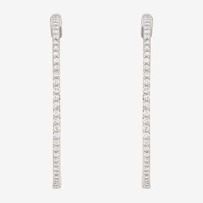 1 CT. T.W. Natural White Diamond Sterling Silver 42mm Hoop Earrings