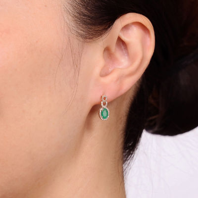 CT. T.W. Genuine Green Emerald 10K Gold Drop Earrings