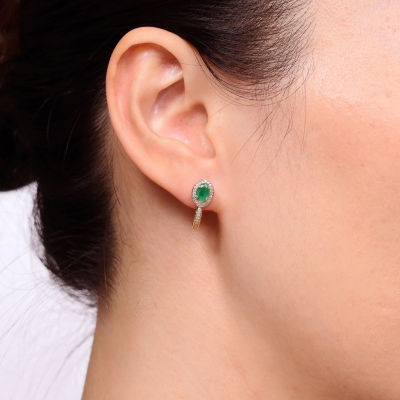 CT. T.W. Genuine Green Emerald 10K Gold Drop Earrings