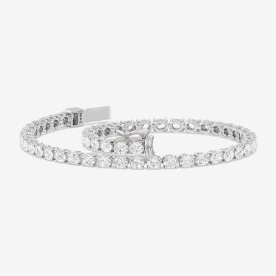 (F / Si2) 5 CT. T.W. Lab Grown White Diamond 10K White Gold Oval 7.5 Inch Tennis Bracelet