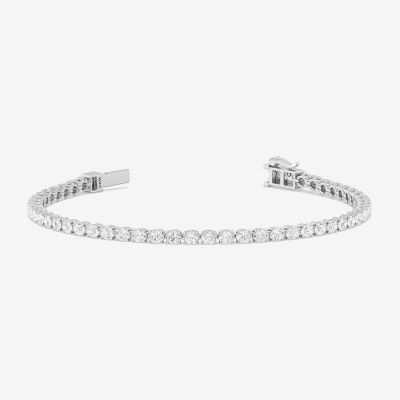 (F / Si2) 5 CT. T.W. Lab Grown White Diamond 10K White Gold Oval 7.5 Inch Tennis Bracelet