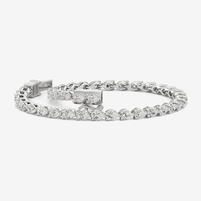 (F / Si2) 5 CT. T.W. Lab Grown White Diamond 10K White Gold Pear 7 3/4 Inch Tennis Bracelet