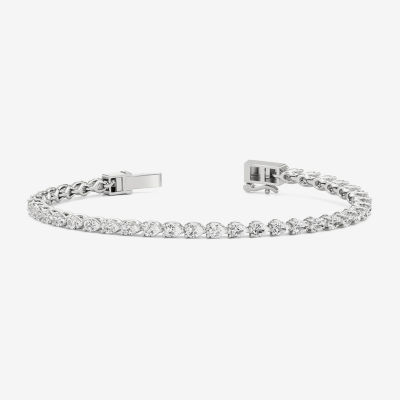 (F / Si2) 5 CT. T.W. Lab Grown White Diamond 10K White Gold Pear 7 3/4 Inch Tennis Bracelet