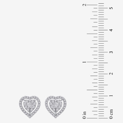 1/2 CT. T.W. Natural White Diamond 14K White Gold 9.5mm Heart Stud Earrings