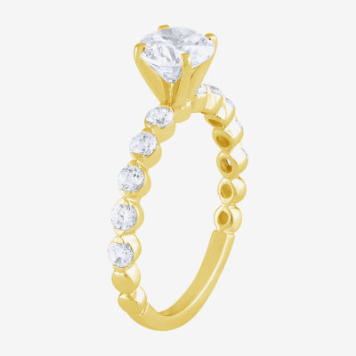 (G / Si2) Womens 2 CT. T.W. Lab Grown White Diamond 10K Gold Round Side Stone Bridal Set