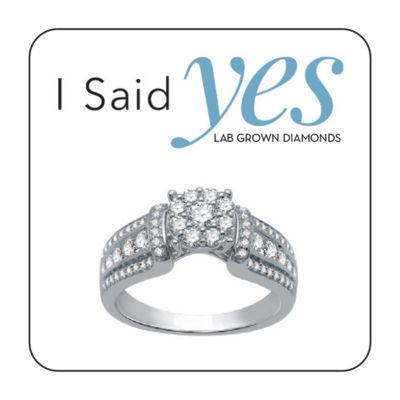 I Said Yes (H-I / I1) Womens 3/4 CT. T.W. Lab Grown White Diamond Sterling Silver or 14K Gold Over Silver Round Side Stone Engagement Ring
