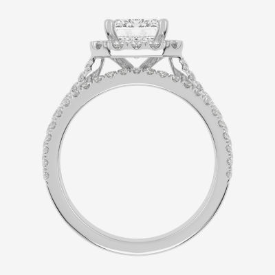 (G-H / Vs2-Si1) Womens 2 3/4 CT. T.W. Lab Grown White Diamond 14K Rose Gold Side Stone Halo Bridal Set