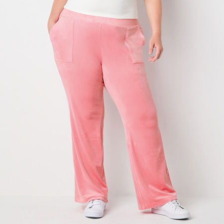 Juicy By Juicy Couture Womens Mid Rise Straight Track Pant-Juniors Plus, 1x, Pink