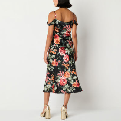 by&by Womens Sleeveless Floral Midi A-Line Dress Juniors