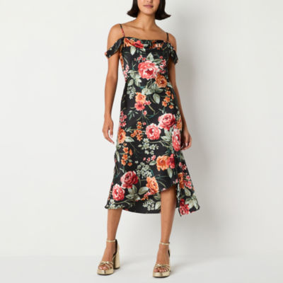 by&by Womens Sleeveless Floral Midi A-Line Dress Juniors