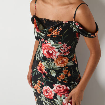 by&by Womens Sleeveless Floral Midi A-Line Dress Juniors