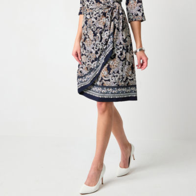 Robbie Bee 3/4 Sleeve Paisley Puff Print Sheath Dress