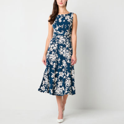 Perceptions Petite Sleeveless Floral Midi Fit Flare Dress Pueblo Mall