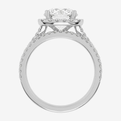 (G-H / Vs2-Si1) Womens 2 3/4 CT. T.W. Lab Grown White Diamond 14K Rose Gold Round Side Stone Halo Bridal Set