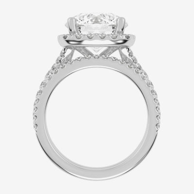 (G-H / Vs2-Si1) Womens 4 3/4 CT. T.W. Lab Grown White Diamond 14K Rose Gold Round Side Stone Halo Bridal Set