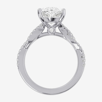 G-H / Vs2-Si1) Womens 1/ CT. T.W. Lab Grown White Diamond 14K Gold Side Stone Engagement Ring