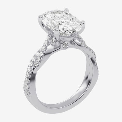 G-H / Vs2-Si1) Womens 1/ CT. T.W. Lab Grown White Diamond 14K Gold Side Stone Engagement Ring