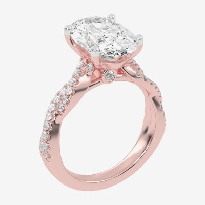 G-H / Vs2-Si1) Womens 1/ CT. T.W. Lab Grown White Diamond 14K Rose Gold Side Stone Engagement Ring