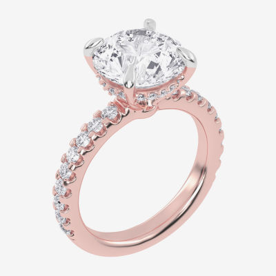 (G-H / Vs2-Si1) Womens 3 1/2 CT. T.W Lab Grown White Diamond 14K Gold Side Stone Engagement Ring