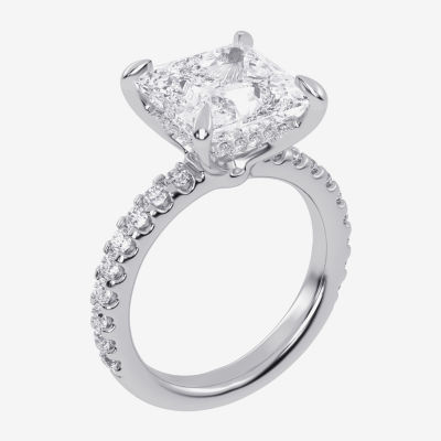 (G-H / Vs2-Si1) Womens 3 1/2 CT. T.W Lab Grown White Diamond 14K White Gold Side Stone Engagement Ring