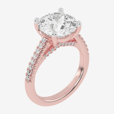 G-H / Vs2-Si1) Womens 1/ CT. T.W. Lab Grown White Diamond 14K Rose Gold Side Stone Engagement Ring