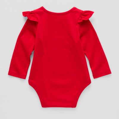 Okie Dokie Baby Girls Round Neck Long Sleeve Bodysuit