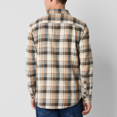 mutual weave Mens Easy-on + Easy-off Adaptive Regular Fit Long Sleeve Flannel Shirt