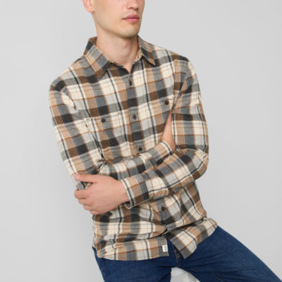 mutual weave Mens Easy-on + Easy-off Regular Fit Long Sleeve Flannel Shirt