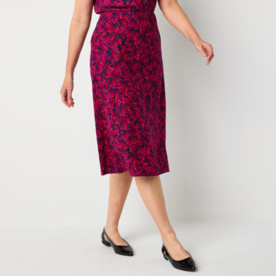 Liz Claiborne Womens Mid Rise Midi A-Line Skirt