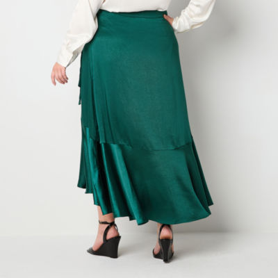 Ryegrass Womens High Rise Low Wrap Skirt-Plus