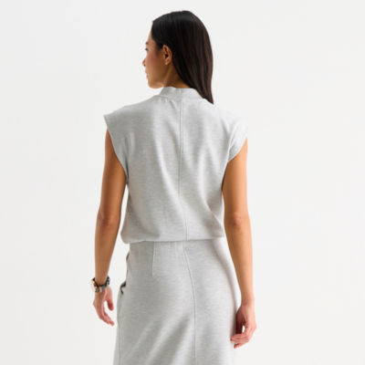 Stylus Womens Mock Neck Sleeveless T-Shirt