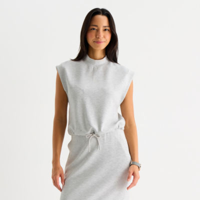 Stylus Womens Mock Neck Sleeveless T-Shirt