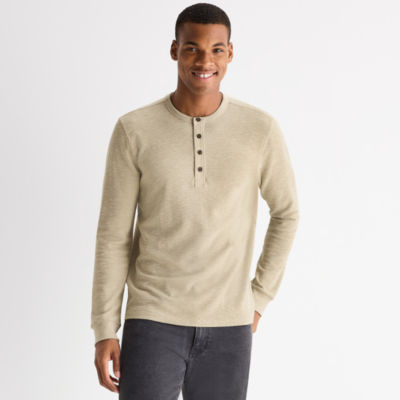 mutual weave Mens Long Sleeve Regular Fit Henley Shirt JCPenney
