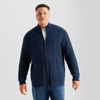 St. John's Bay Mens Mock Neck Long Sleeve Zipper Big and